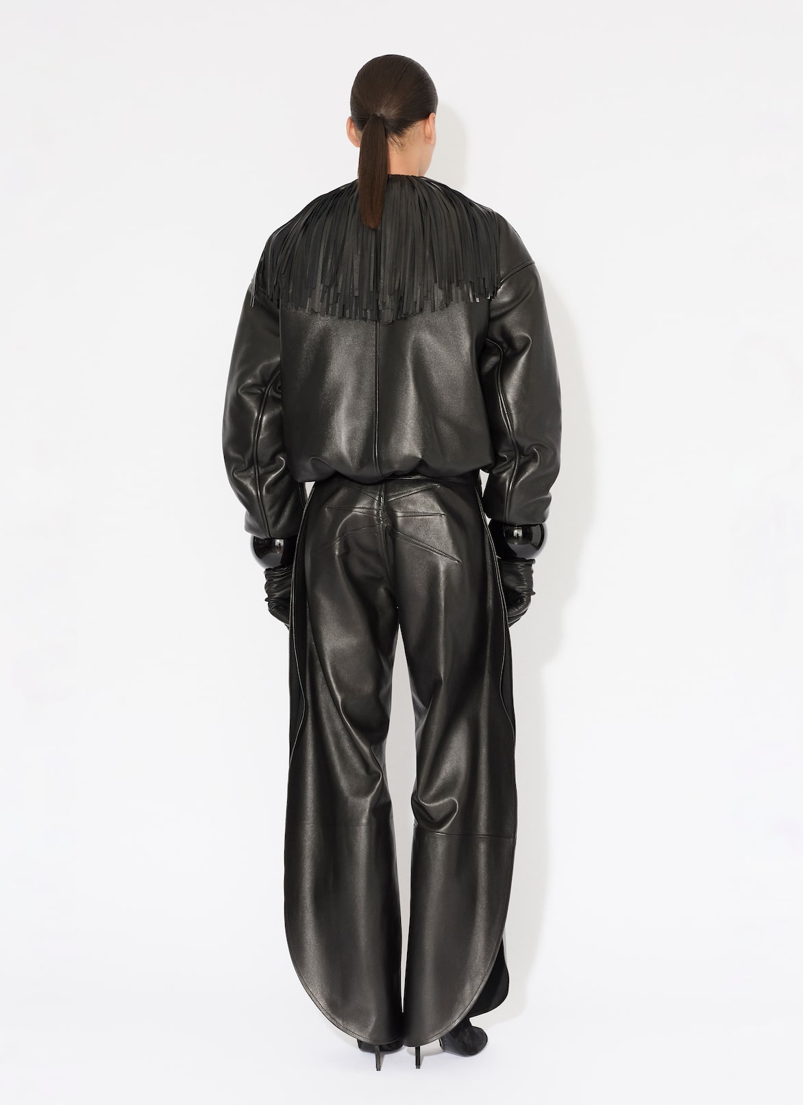FRINGED LEATHER BOMBER JACKET ALAÏA  FRINGED LEATHER BOMBER JACKET